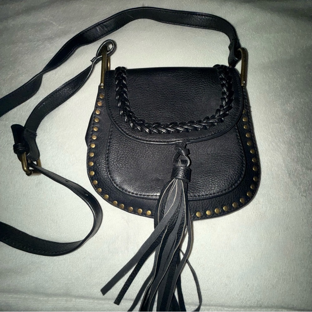 Black Crossbody Bag with Tassel